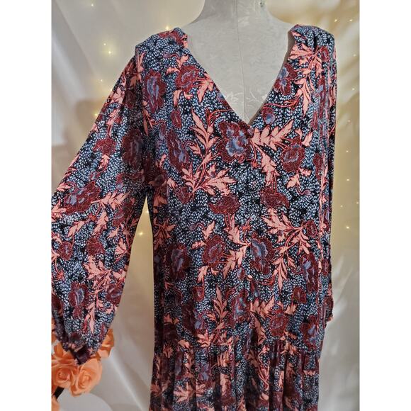 Aveology NWT Jolie Floral V-Neck Ruffle Dress Plus Size 14/16 Boho Knee Length - Picture 5 of 14